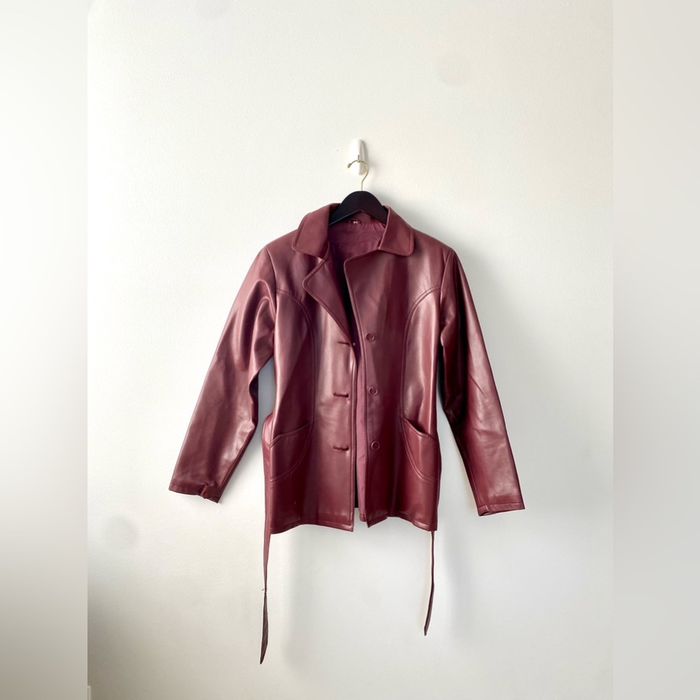 Vintage Maroon Leather Jacket Size M